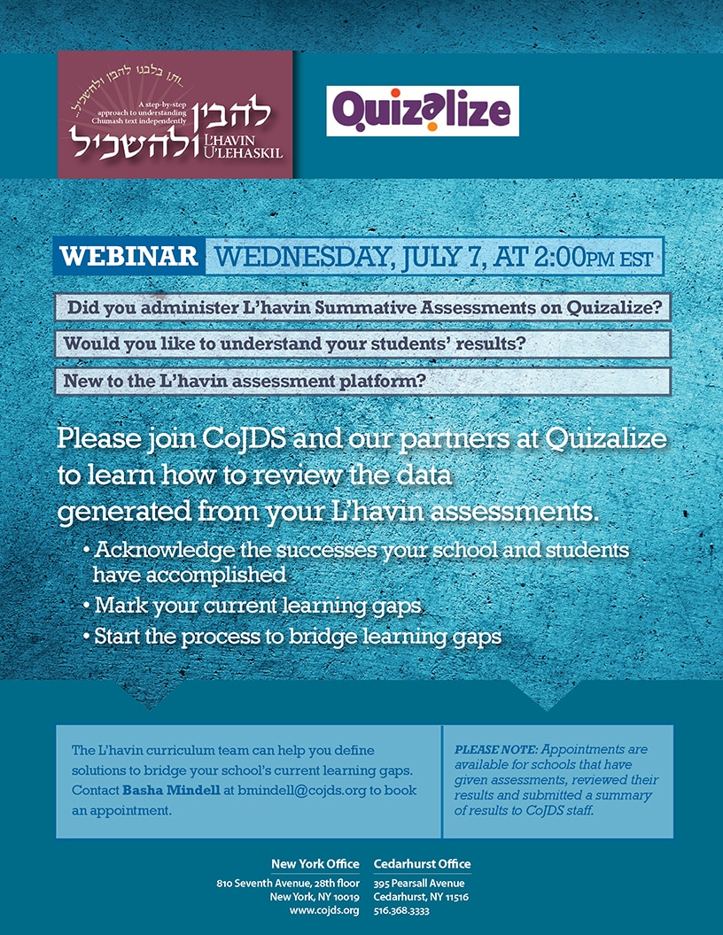 L'havin Quizalize Assessment Data Webinar           July 7, 2021 at 2 PM EST