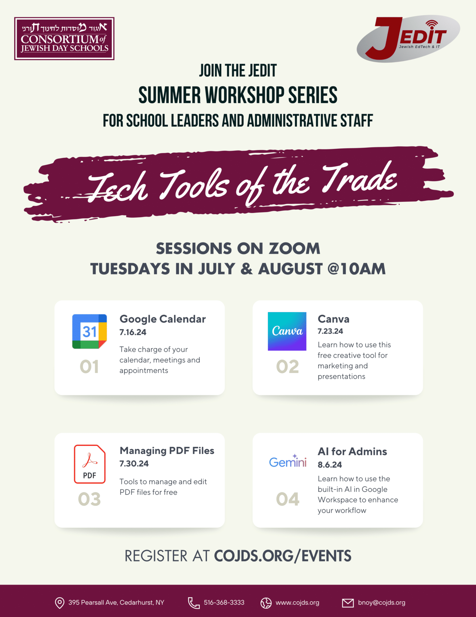 JEDIT Summer Workshop Series with Rabbi Baruch Noy